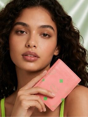 Genuine MCM Color Splash Logo Card Case Plumeria, Italian leather. Never used!